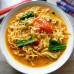 a bowl of soup with noodles and vegetables