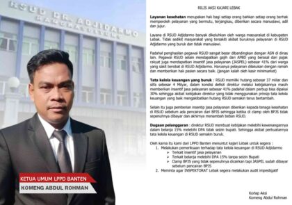 kolase foto lppd banten dan rsud adjidarmo rilis aksi massa di kejari lebak